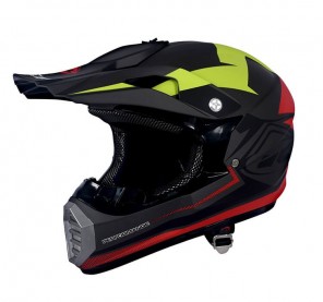 CASCO MOTOCROSS JCH MOTOS NEGRO / ROJO MATE